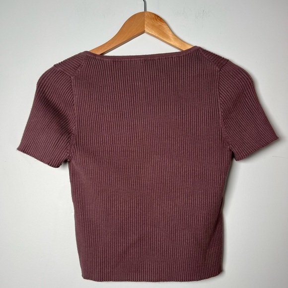 Madewell Ribbed Square Neck Crop Top Purple Women’s Large - Picture 2 of 4